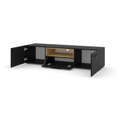 TV unit ANETTE 151 cm, black mat with artisan oak TV unit ANETTE 151 cm, black mat with artisan oak