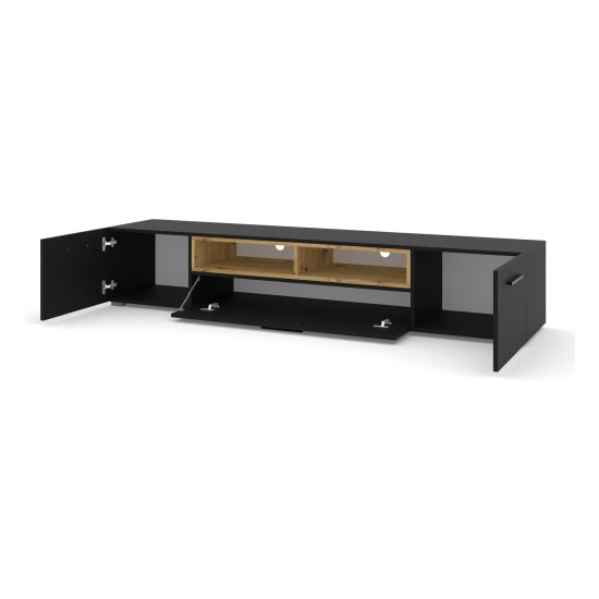 TV unit ANETTE 198 cm, black mat with artisan oak TV unit ANETTE 198 cm, black mat with artisan oak