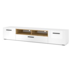 TV unit ANETTE 198 cm, white mat with white gloss front