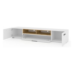 TV unit ANETTE 198 cm, white mat with white gloss front TV unit ANETTE 198 cm, white mat with white gloss front