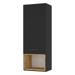 Wall cabinet ANETTE G 47 cm, black mat with artisan oak