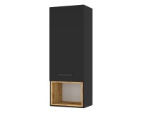 Wall cabinet ANETTE G 47 cm, black mat with artisan oak