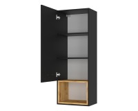 Wall cabinet ANETTE G 47 cm, black mat with artisan oak