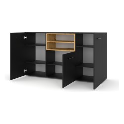 Chest of drawers ANETTE L 151 cm, black mat with artisan oak Chest of drawers ANETTE L 151 cm, black mat with artisan oak