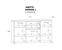 Комод ANETTE L 151 см, чёрный матовый с дубом артисан