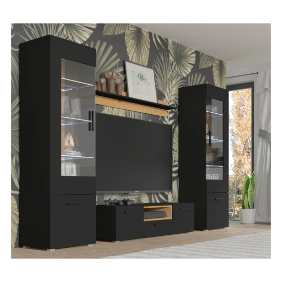 Chest of drawers ANETTE O 60 cm, black mat with artisan oak Chest of drawers ANETTE O 60 cm, black mat with artisan oak
