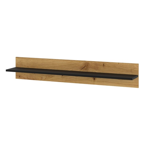 Wall shelf ANETTE A 115 cm, black mat with artisan oak