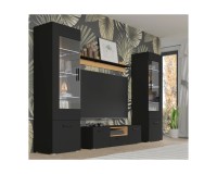 Wall shelf ANETTE A 115 cm, black mat with artisan oak
