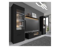 Wall shelf ANETTE B 151 cm, black mat with artisan oak