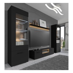 Wall shelf ANETTE B 151 cm, black mat with artisan oak Wall shelf ANETTE B 151 cm, black mat with artisan oak