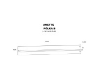 Wall shelf ANETTE B 151 cm, black mat with artisan oak