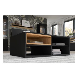 Coffee table ANETTE M 94 cm, black mat with artisan oak Coffee table ANETTE M 94 cm, black mat with artisan oak