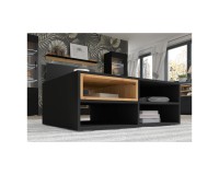 Coffee table ANETTE M 94 cm, black mat with artisan oak