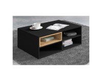Coffee table ANETTE M 94 cm, black mat with artisan oak