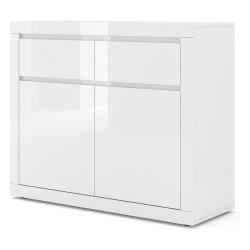 Chest of drawers BELLO BIANCO 1 105 cm, white mat with white gloss front