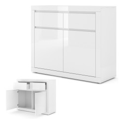 Chest of drawers BELLO BIANCO 1 105 cm, white mat with white gloss front