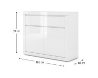 Chest of drawers BELLO BIANCO 1 105 cm, white mat with white gloss front Chest of drawers BELLO BIANCO 1 105 cm, white mat with white gloss front