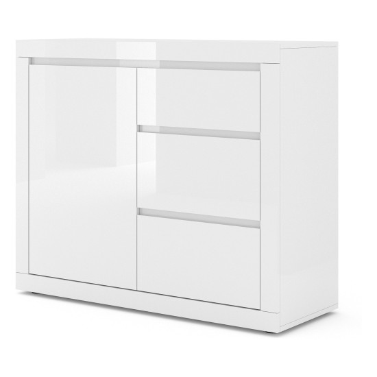 Chest of drawers BELLO BIANCO 2 105 cm, white mat with white gloss front Chest of drawers BELLO BIANCO 2 105 cm, white mat with white gloss front