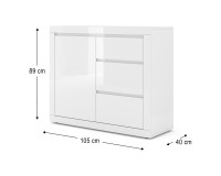 Chest of drawers BELLO BIANCO 2 105 cm, white mat with white gloss front Chest of drawers BELLO BIANCO 2 105 cm, white mat with white gloss front