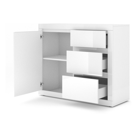 Chest of drawers BELLO BIANCO 2 105 cm, white mat with white gloss front Chest of drawers BELLO BIANCO 2 105 cm, white mat with white gloss front