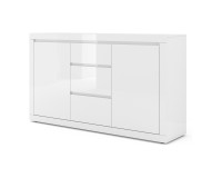 Chest of drawers BELLO BIANCO 3 150 cm, white mat with white gloss front Chest of drawers BELLO BIANCO 3 150 cm, white mat with white gloss front