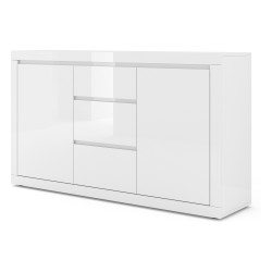 Chest of drawers BELLO BIANCO 3 150 cm, white mat with white gloss front