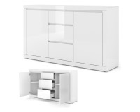 Chest of drawers BELLO BIANCO 3 150 cm, white mat with white gloss front Chest of drawers BELLO BIANCO 3 150 cm, white mat with white gloss front
