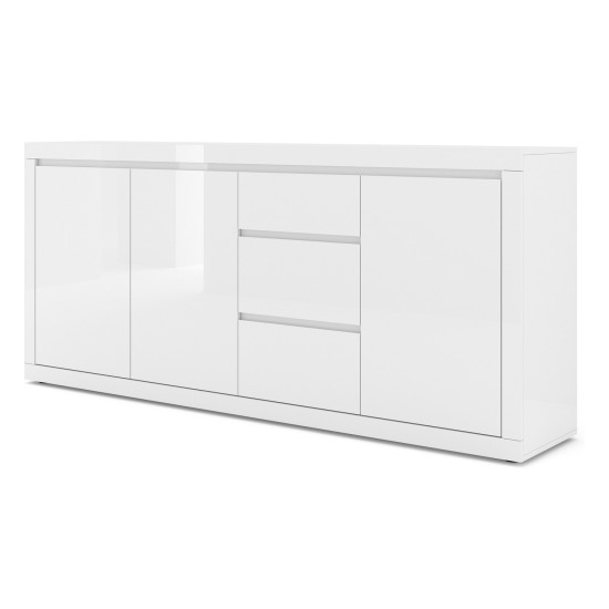 Chest of drawers BELLO BIANCO 4 195 cm, white mat with white gloss front Chest of drawers BELLO BIANCO 4 195 cm, white mat with white gloss front