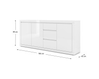 Chest of drawers BELLO BIANCO 4 195 cm, white mat with white gloss front Chest of drawers BELLO BIANCO 4 195 cm, white mat with white gloss front