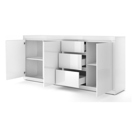 Chest of drawers BELLO BIANCO 4 195 cm, white mat with white gloss front Chest of drawers BELLO BIANCO 4 195 cm, white mat with white gloss front