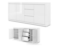 Chest of drawers BELLO BIANCO 4 195 cm, white mat with white gloss front Chest of drawers BELLO BIANCO 4 195 cm, white mat with white gloss front