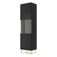 ויטרינה RAVENNA C 60, 1 דלת ו 1 מגירה, שחור מט עם חזית שחור מבריק, מסגרת זהב