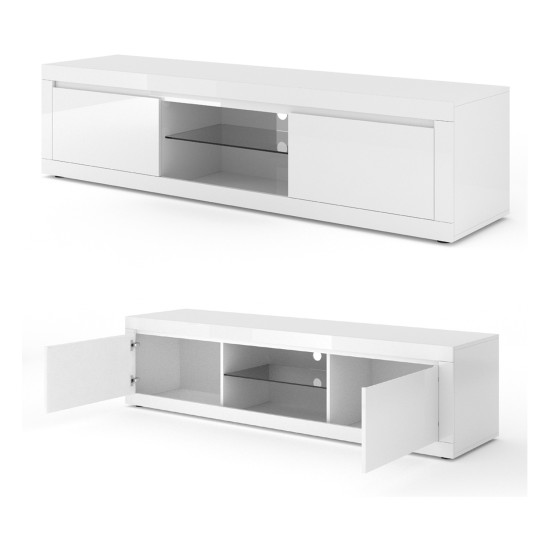 TV unit BELLO BIANCO 5 180 cm, white mat with white gloss front TV unit BELLO BIANCO 5 180 cm, white mat with white gloss front