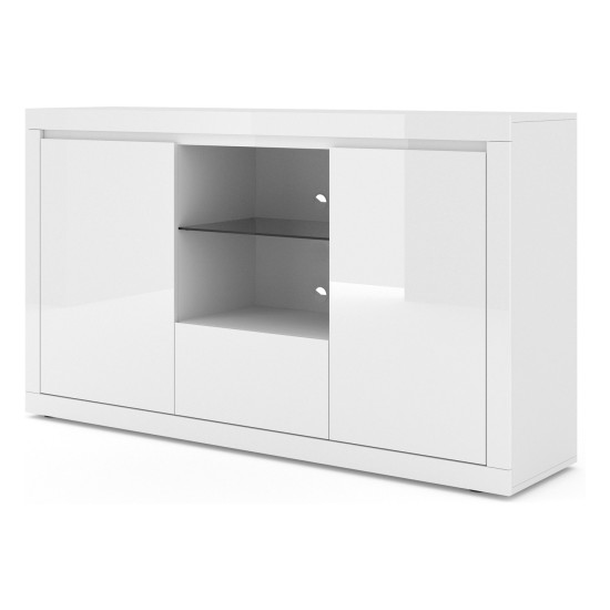 Chest of drawers BELLO BIANCO 6 150 cm, white mat with white gloss front Chest of drawers BELLO BIANCO 6 150 cm, white mat with white gloss front