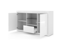 Chest of drawers BELLO BIANCO 6 150 cm, white mat with white gloss front Chest of drawers BELLO BIANCO 6 150 cm, white mat with white gloss front