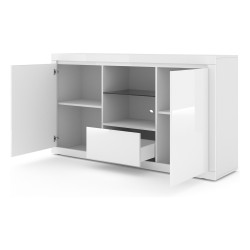 Chest of drawers BELLO BIANCO 6 150 cm, white mat with white gloss front