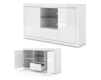 Chest of drawers BELLO BIANCO 6 150 cm, white mat with white gloss front Chest of drawers BELLO BIANCO 6 150 cm, white mat with white gloss front