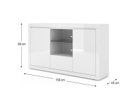 Chest of drawers BELLO BIANCO 6 150 cm, white mat with white gloss front Chest of drawers BELLO BIANCO 6 150 cm, white mat with white gloss front