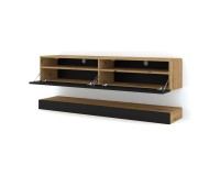 מזנון טלוויזיה DUO 160, אלון ארטיסן עם חזית שחור מט