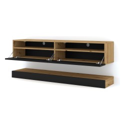 מזנון טלוויזיה DUO 160, אלון ארטיסן עם חזית שחור מט מזנון טלוויזיה DUO 160, אלון ארטיסן עם חזית שחור מט