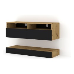 TV unit DUO 100 cm, artisan eiche with black mat front