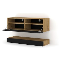 מזנון טלוויזיה DUO 100, אלון ארטיסן עם חזית שחור מט מזנון טלוויזיה DUO 100, אלון ארטיסן עם חזית שחור מט