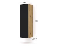 ארונית קיר DUO 120 35, אלון ארטיסן עם חזית שחור מט ארונית קיר DUO 120 35, אלון ארטיסן עם חזית שחור מט