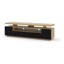 TV unit EVA 180 180 cm, artisan oak with black mat front