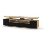 TV unit EVA 180 180 cm, artisan oak with black mat front, with LED