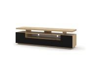 TV unit EVA 180 180 cm, artisan oak with black mat front, with LED