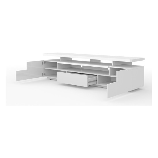 TV unit EVA 195 cm, white mat with white gloss front