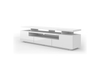 TV unit EVA 195 cm, white mat with white gloss front, with LED