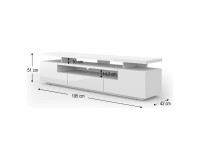 TV unit EVA 195 cm, white mat with white gloss front, with LED