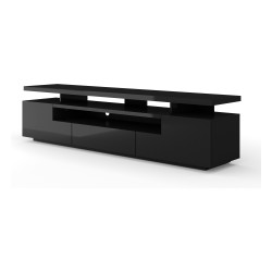 TV unit EVA 195 cm, black mat with black gloss front